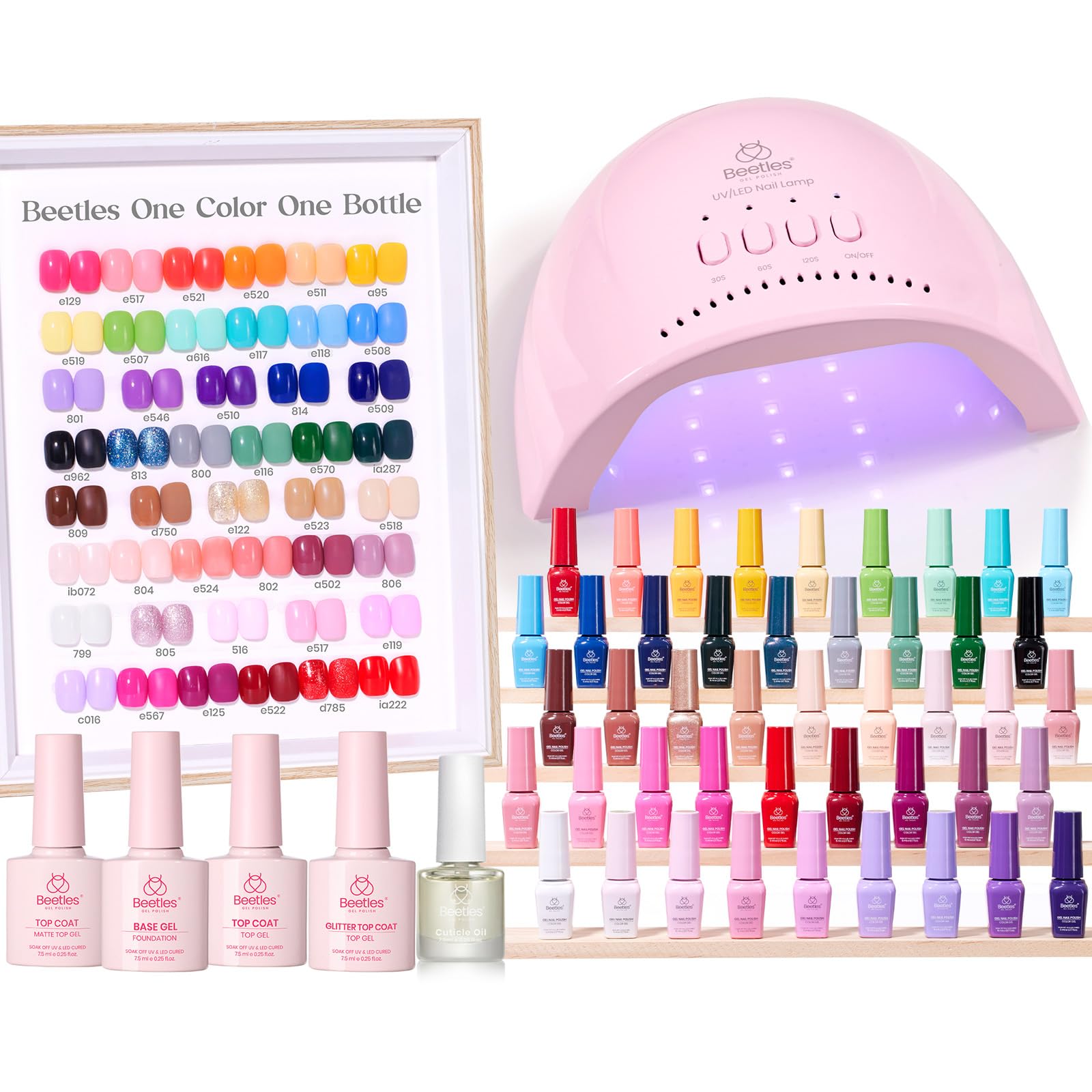 Beetles Gel Nail Polish Kit with UV Light, 45 Colors, 75-Pcs, Emotional Journey Set