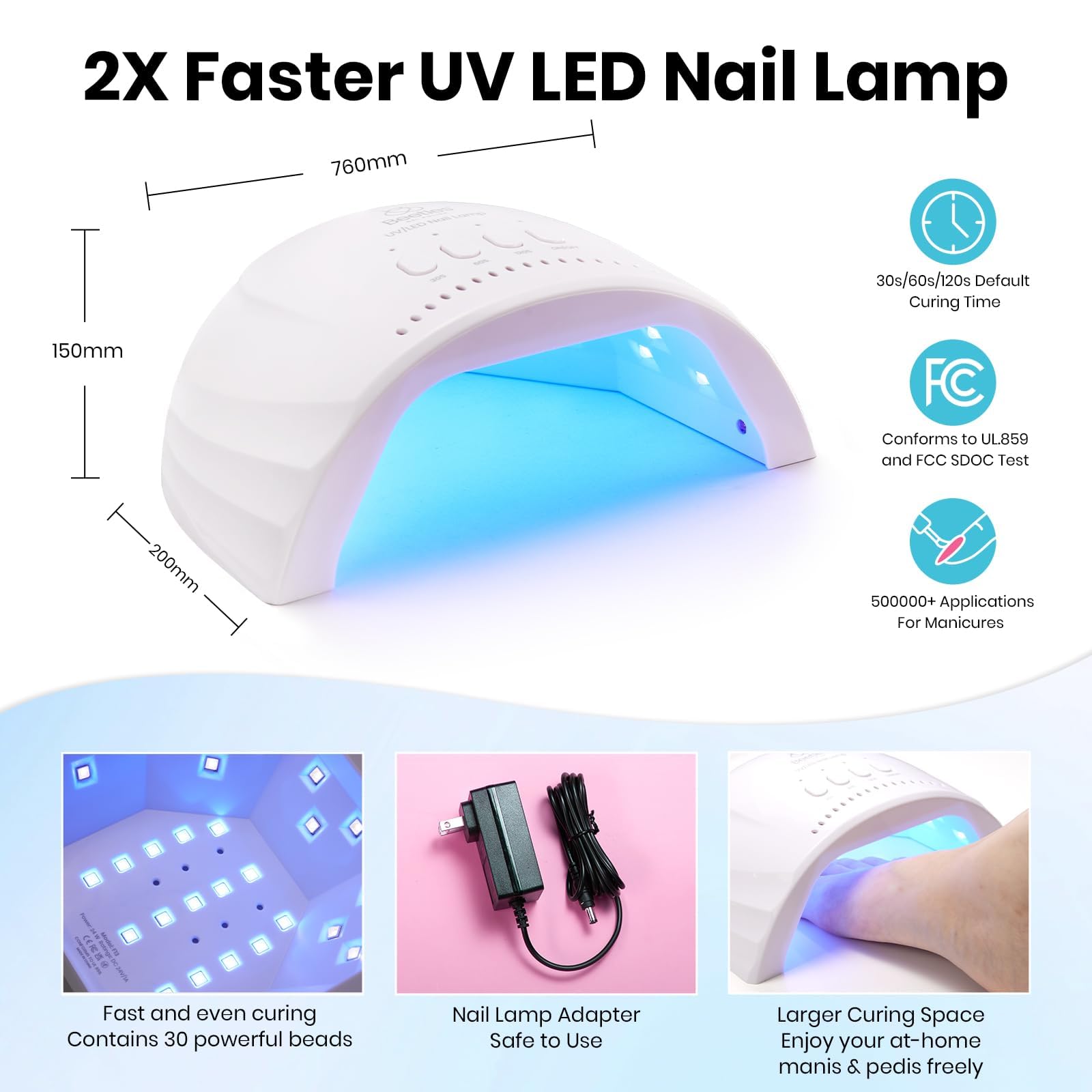 Beetles Gel Nail Polish Kit with UV/LED Lamp – 100 Colors, 133-Piece Set