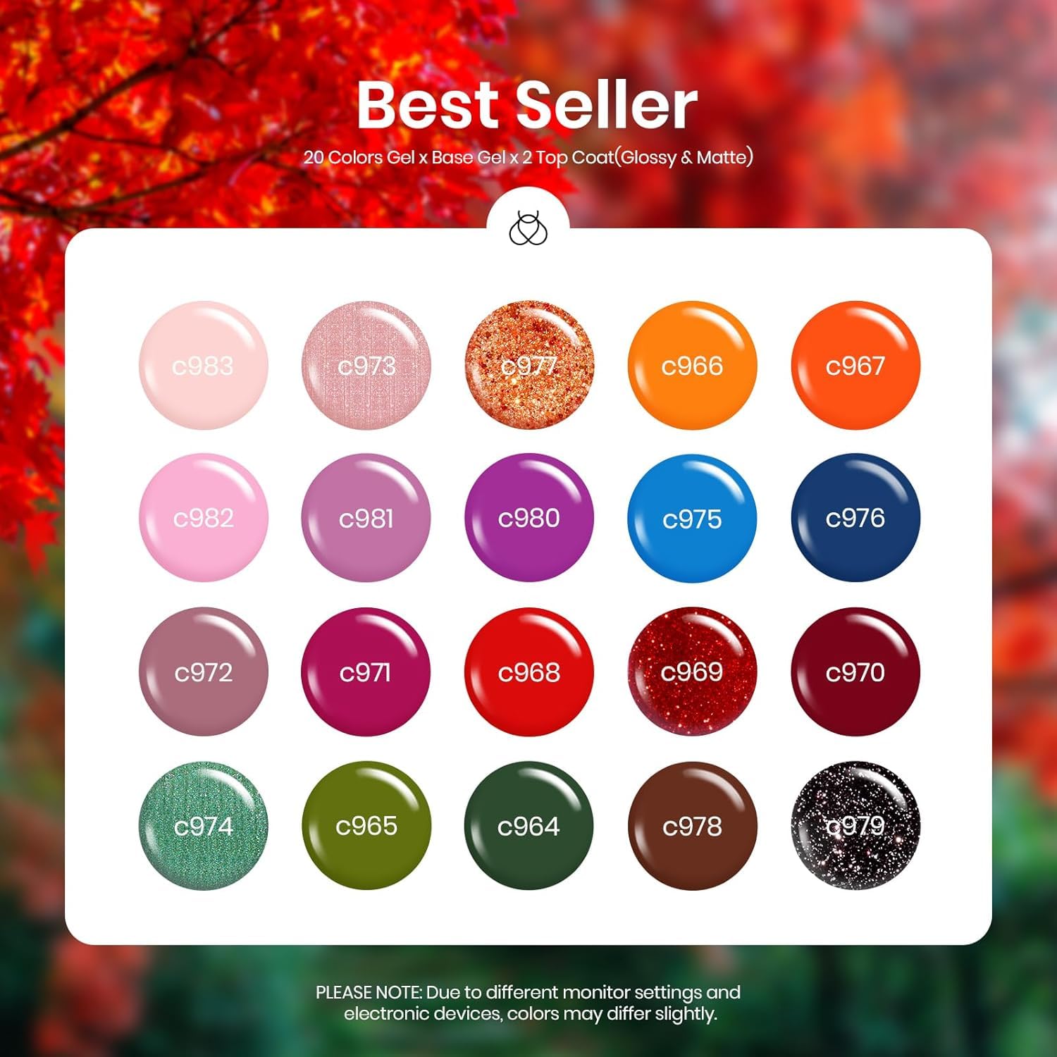 Beetles Gel Nail Polish Set – 20 Fall & Winter Colors | LED/UV Soak Off Kit