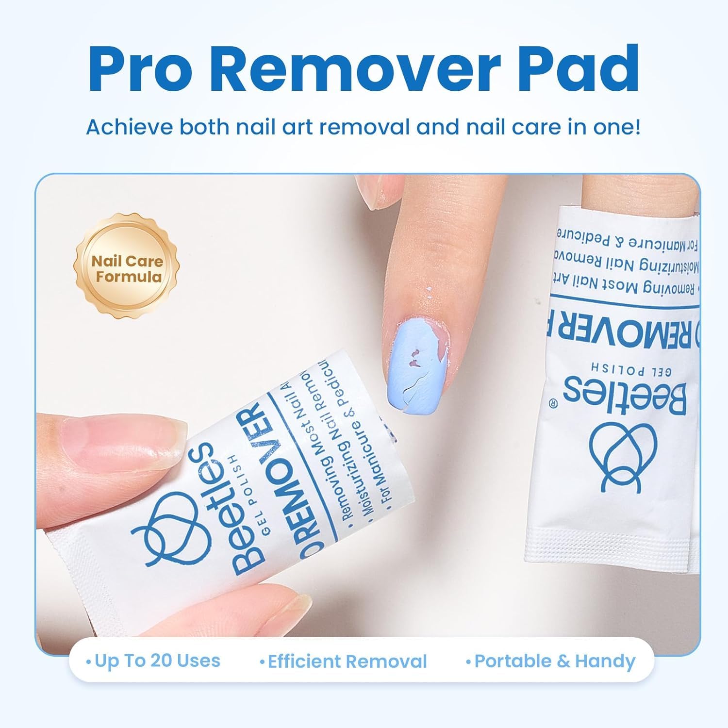 Beetles Gel Nail Polish Remover Kit – 150 Pro Pads, Acetone & Vitamin Formula, Cuticle Oil & Tools