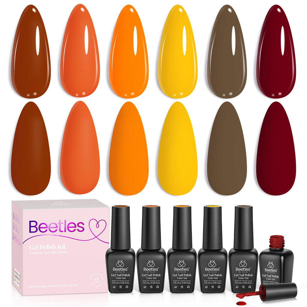 Beetles Gel Nail Polish Set – 6 Autumn Colors for At-Home Manicures