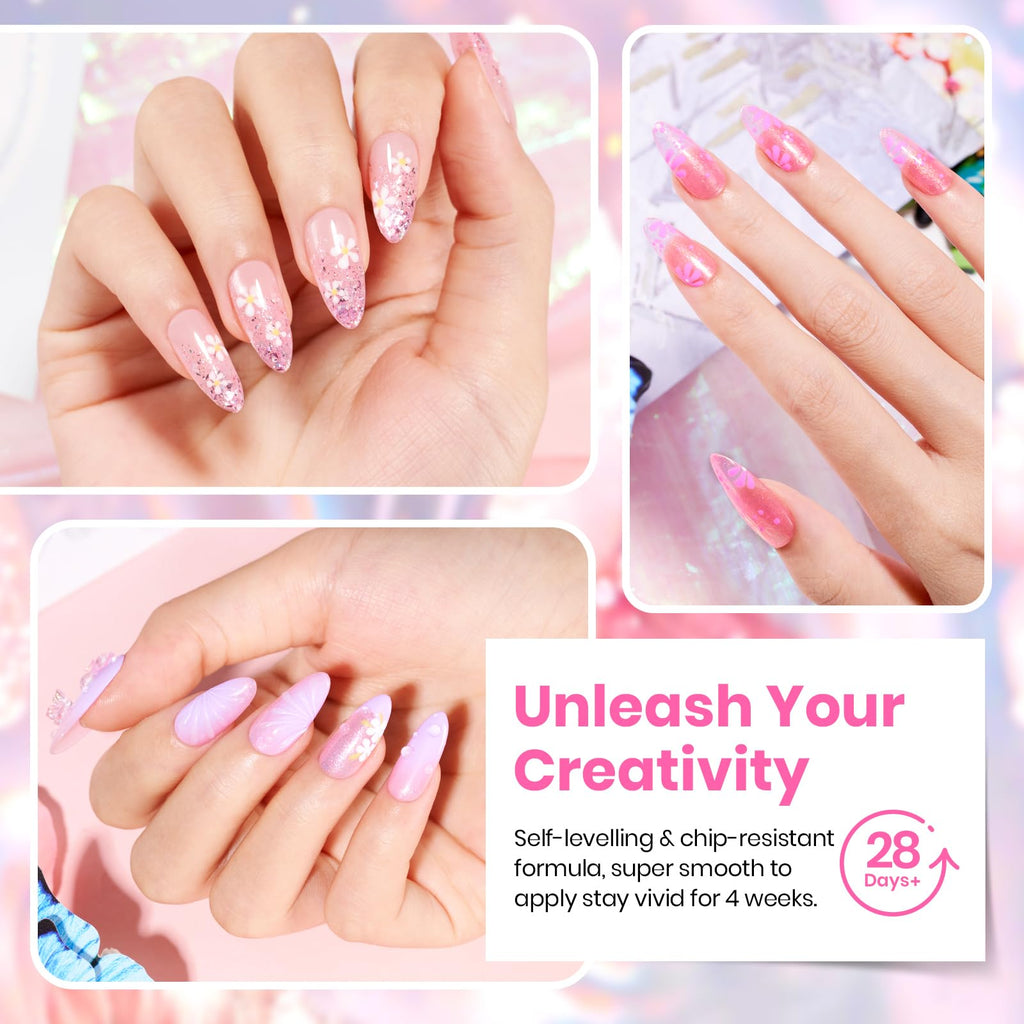 Beetles Gel Nail Polish Set – 28 Pcs Pastel Macaron Colors with Base/Top Coats & Charms