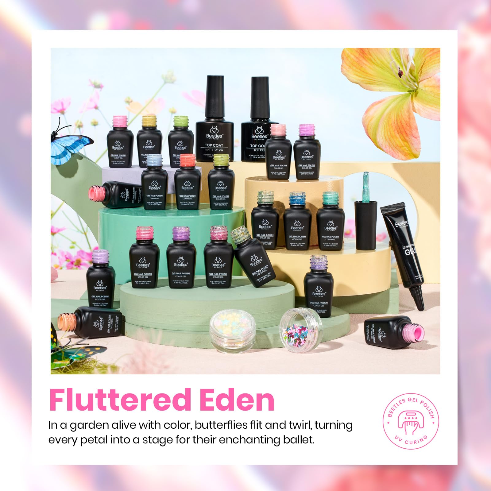 Beetles Gel Nail Polish Set – 28 Pcs Pastel Macaron Colors with Base/Top Coats & Charms
