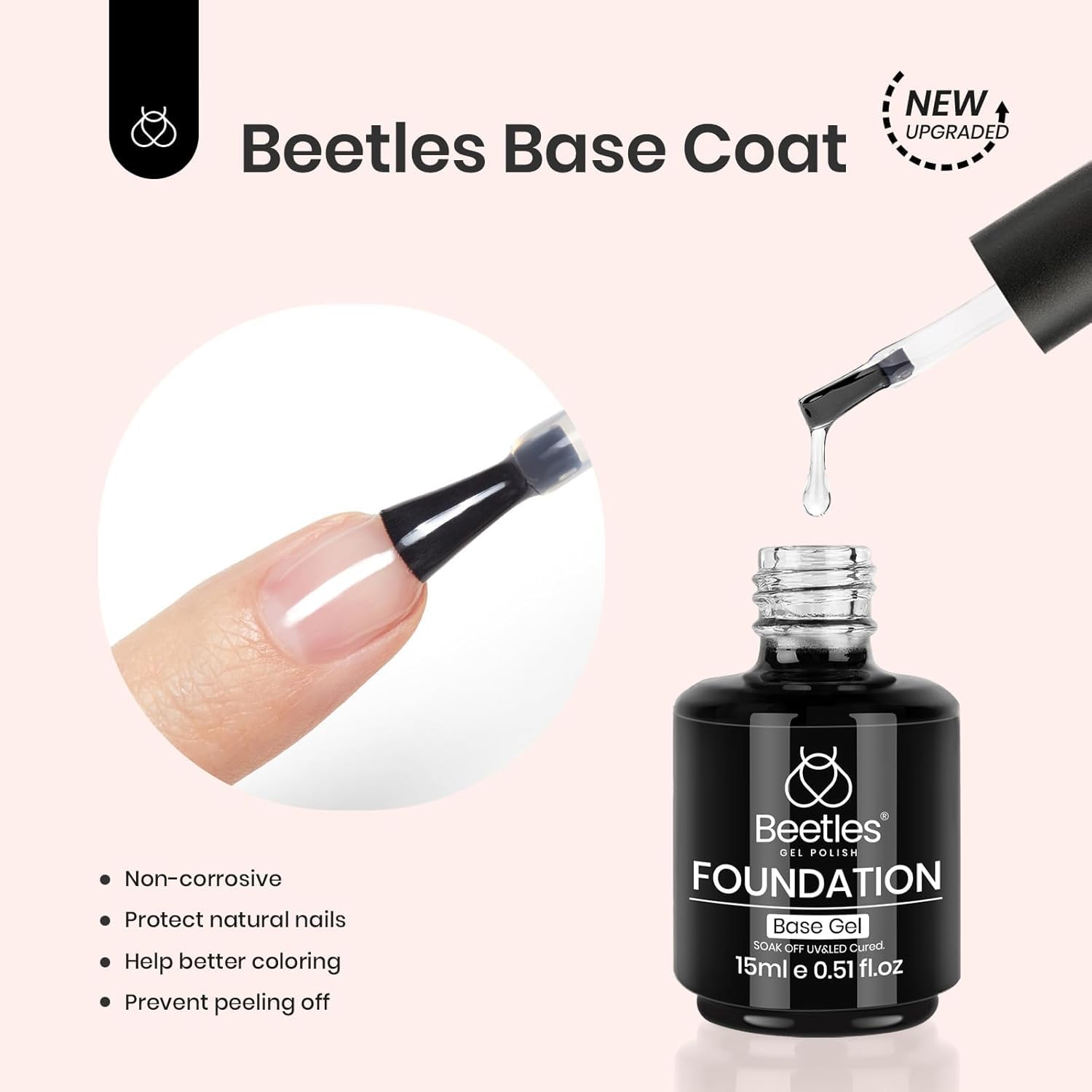 Beetles Matte Gel Top Coat No Wipe Set – 3x15ml Gel Nail Polish & Base Coat