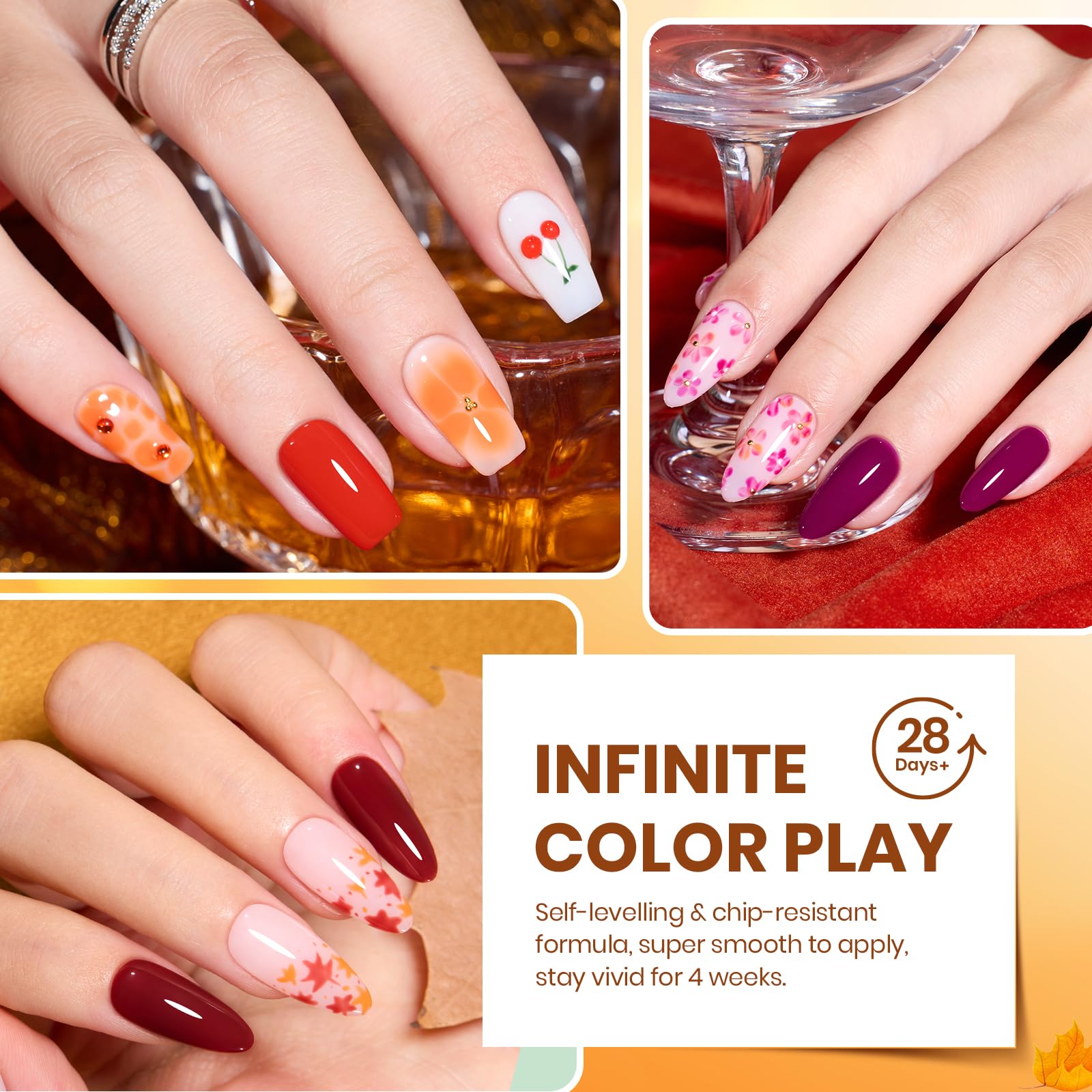 Beetles Gel Nail Polish Set – Autumn Aura, 20 Colors with Cat Eye & Glitter