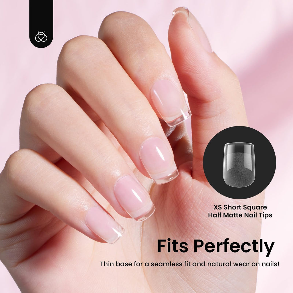 Beetles Gel Nail Tips 288 pcs – Extra Short Square Press On Nails (12 Sizes)