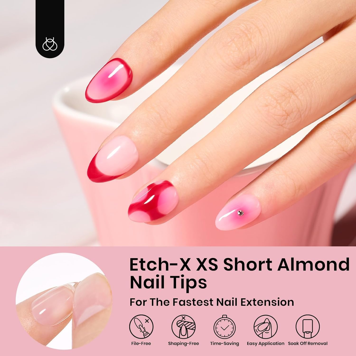 Beetles Gel Nail Tips 576Pcs – Extra Short Almond Half Matte Press-On Nail Tips for Easy DIY Extensions