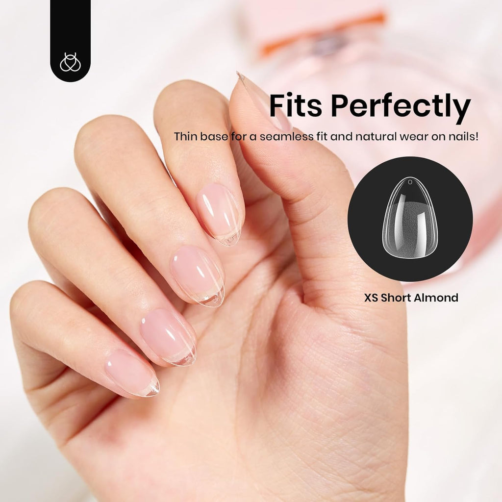 Beetles Gel Nail Tips 576Pcs – Extra Short Almond Half Matte Press-On Nail Tips for Easy DIY Extensions