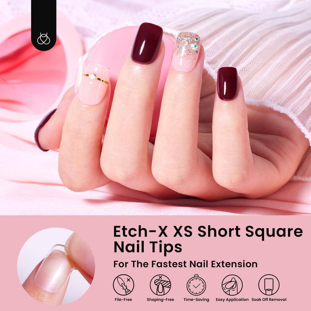 Beetles Gel Nail Tips 288 pcs – Extra Short Square Press On Nails (12 Sizes)