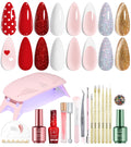 Beetles 27-Piece Gel Nail Polish Kit with UV Light – 6 Colors Valentine Set | Home Salon DIY Manicure