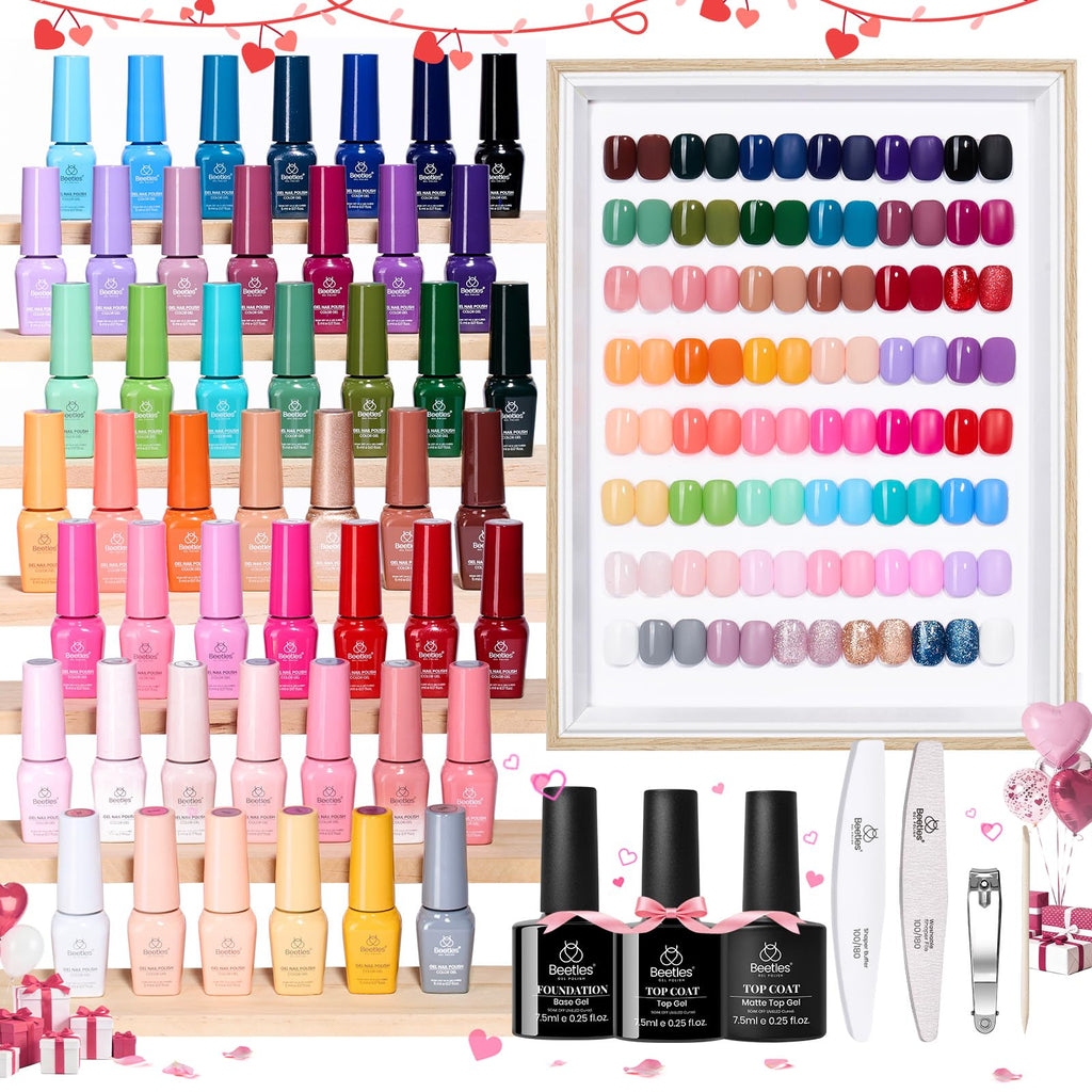 Beetles Gel Nail Polish Set – Seasons Variations (48 Colors) with Base & Top Coat | Home DIY UV/LED Kit