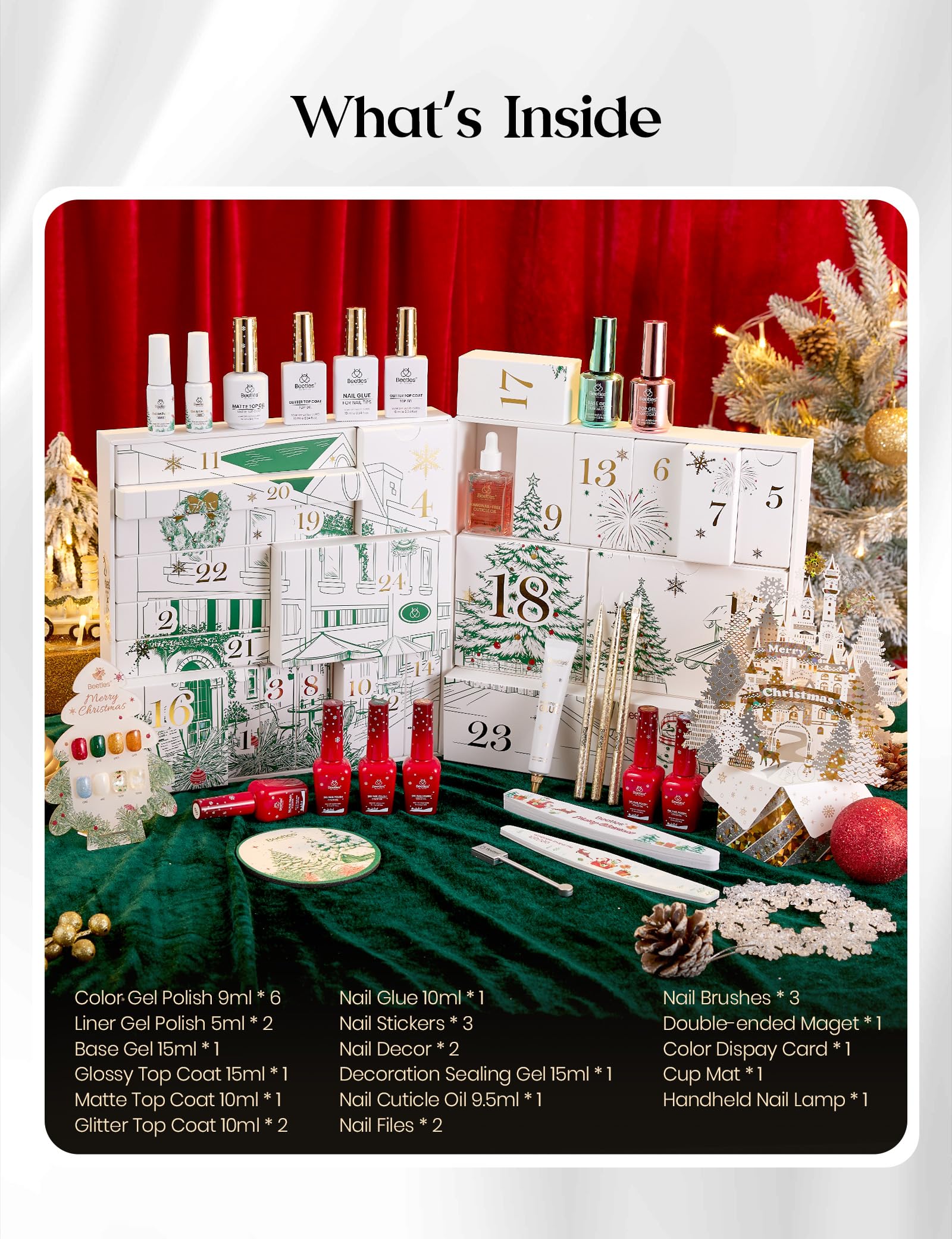 Beetles Gel Polish Merry Glitzmas Gift Box 2025 – Festive Nail Art Set with Mini LED Lamp
