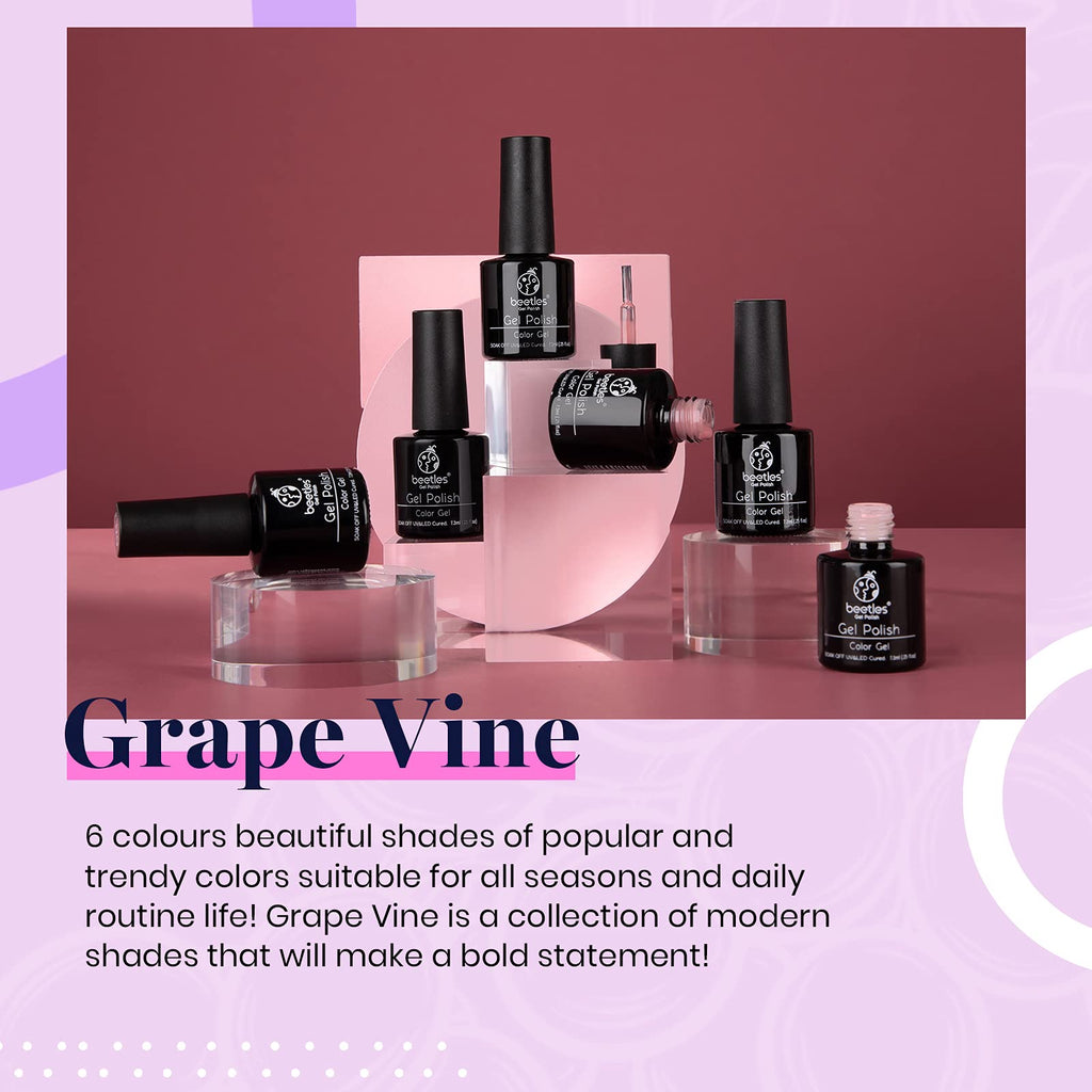 Beetles Purple Gel Polish – Grape Vine Collection (6 Colors) | UV/LED Soak-Off Nail Kit