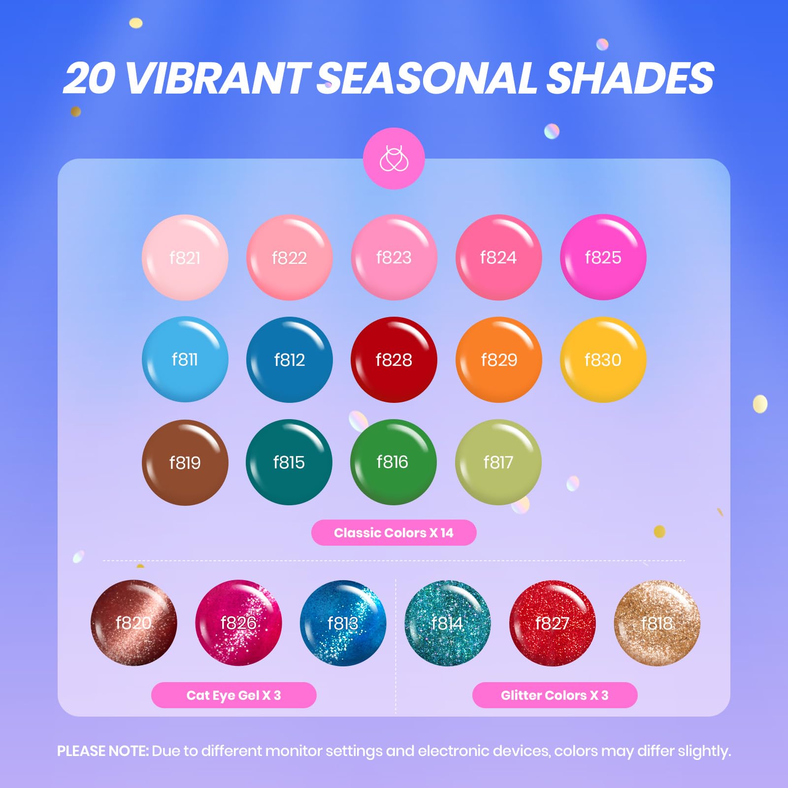 Beetles Gel Polish 75 PCS Deal Box – 20 Colors Nail Kit with Cat Eye & Glitter Gels for UV/LED Home Manicures
