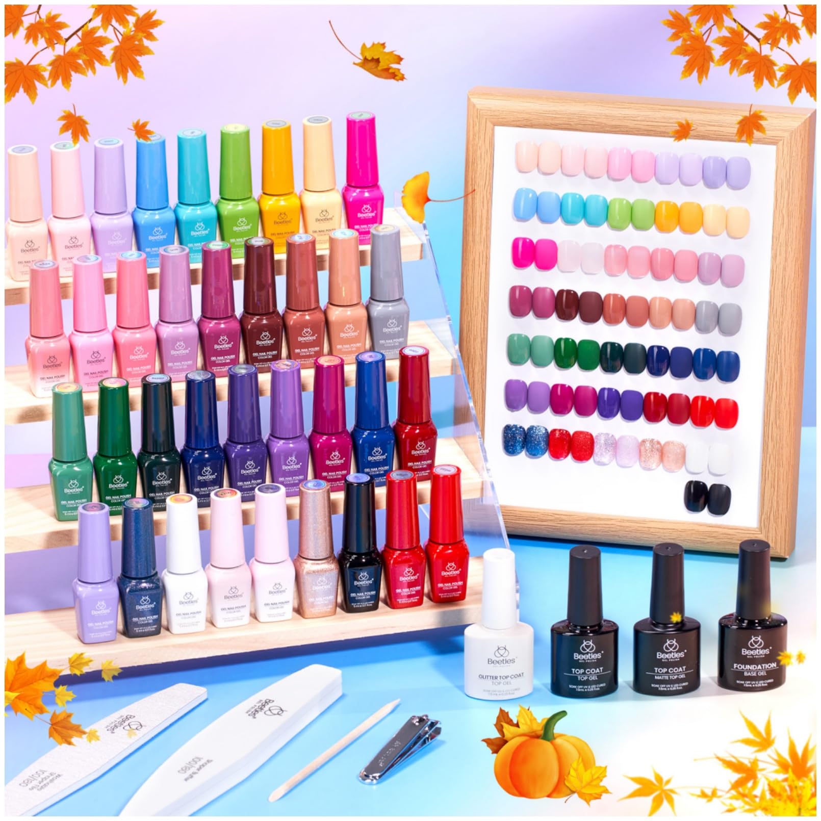 Beetles Gel Polish Shifting Lights – 36-Color UV/LED Set with Base & Top Coats