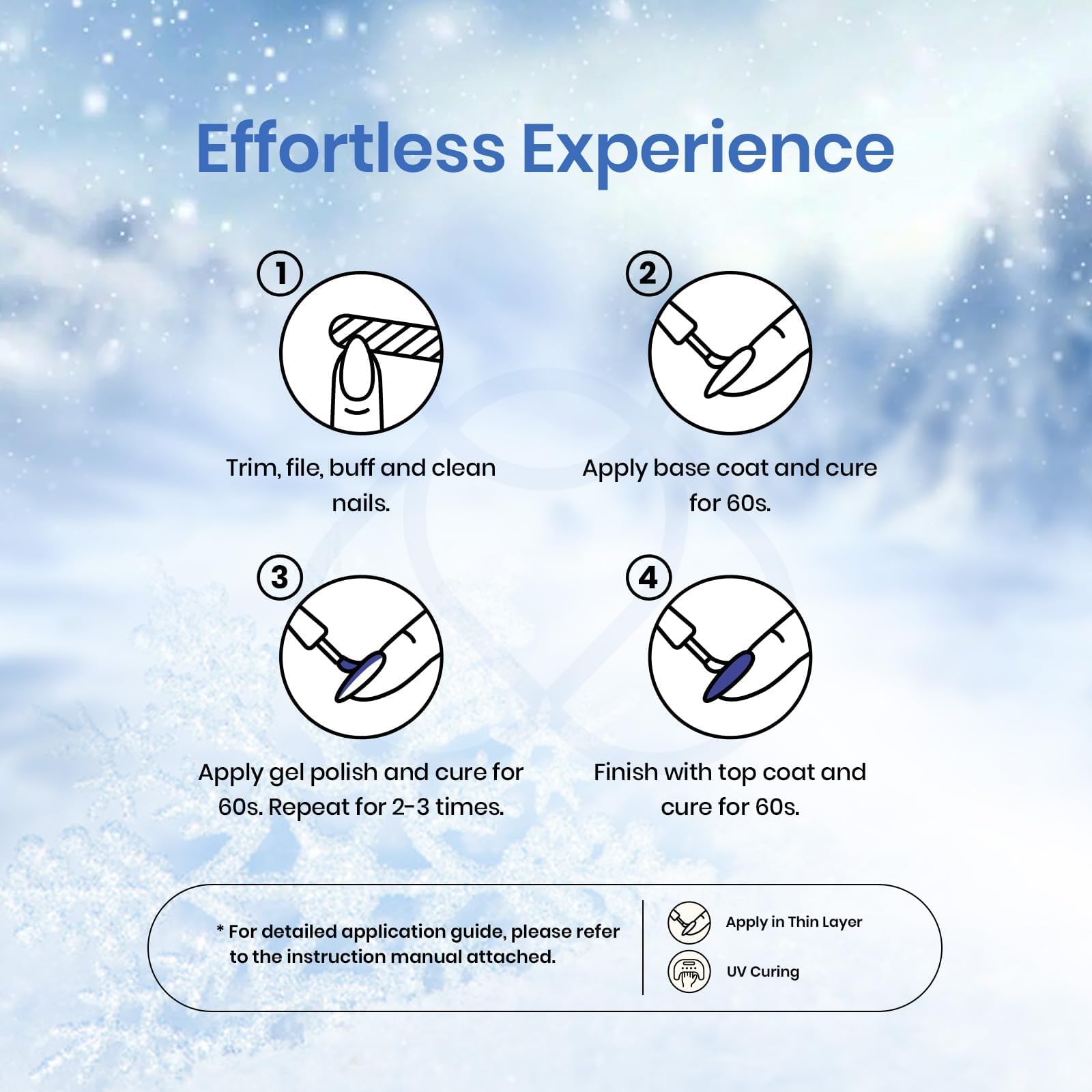 Beetles Gel Polish Set – Glitter Snowflakes Collection: White, Silver & Navy Blue