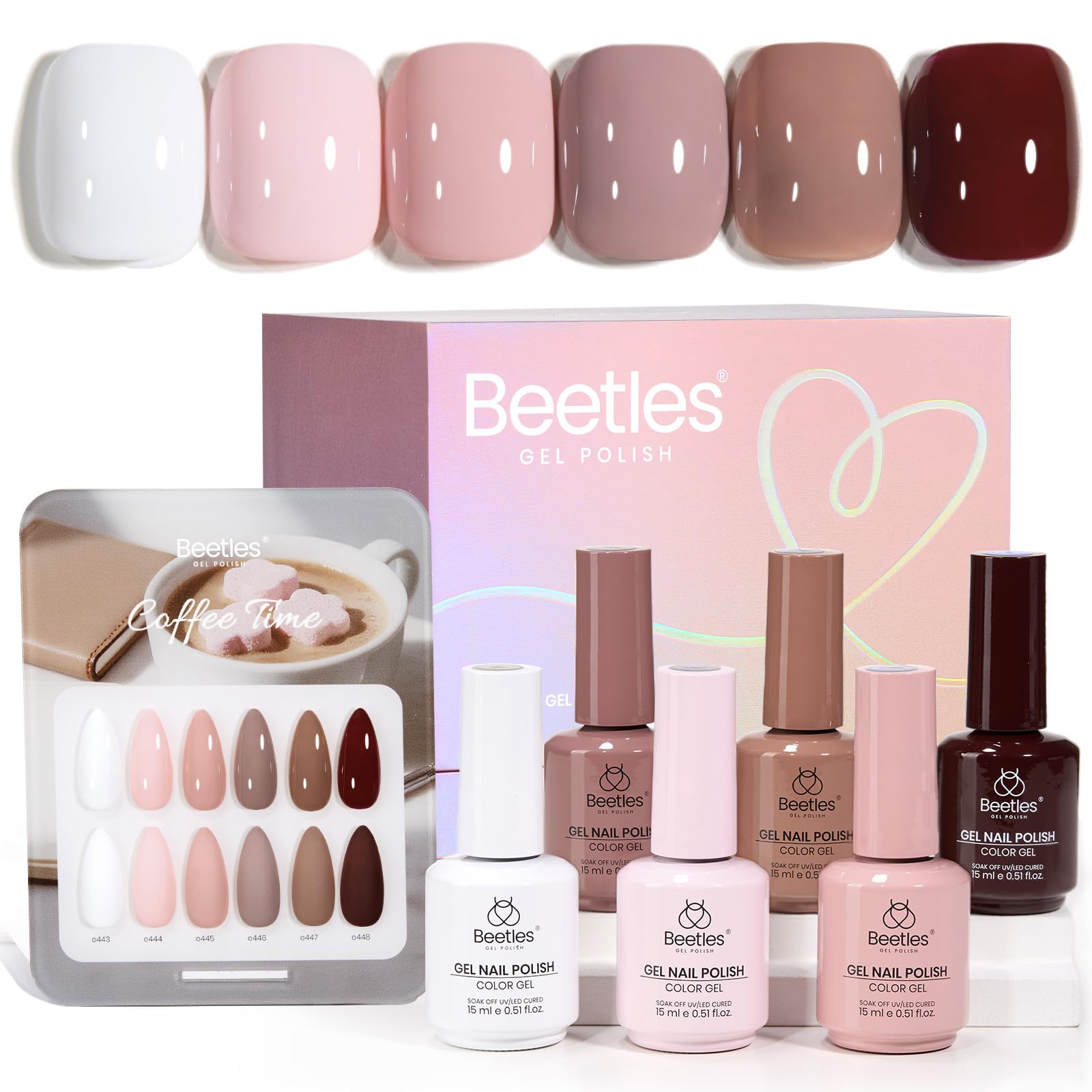 Beetles Gel Polish Set – Coffee Time: 6 Neutral Shades, Long-Lasting UV Gel Polish