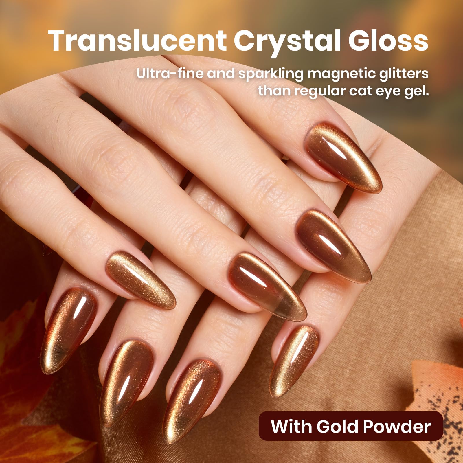Beetles Gel Polish Golden Mirage Cat Eye Set – 6 Magnetic Colors for DIY or Salon Nails