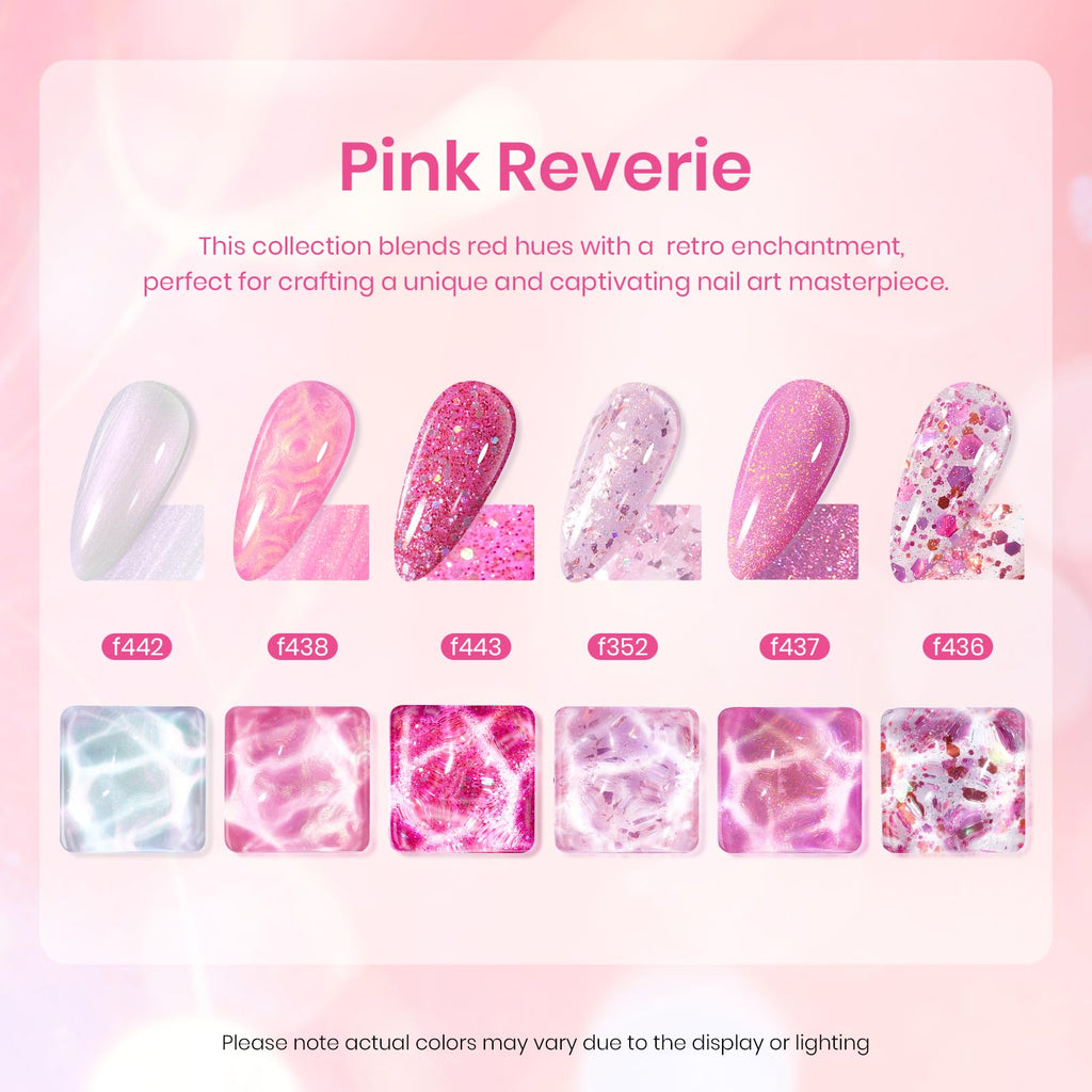 Beetles Gel Polish Set – 6 Pink Shades with Glitter & Shine | DIY Home Salon