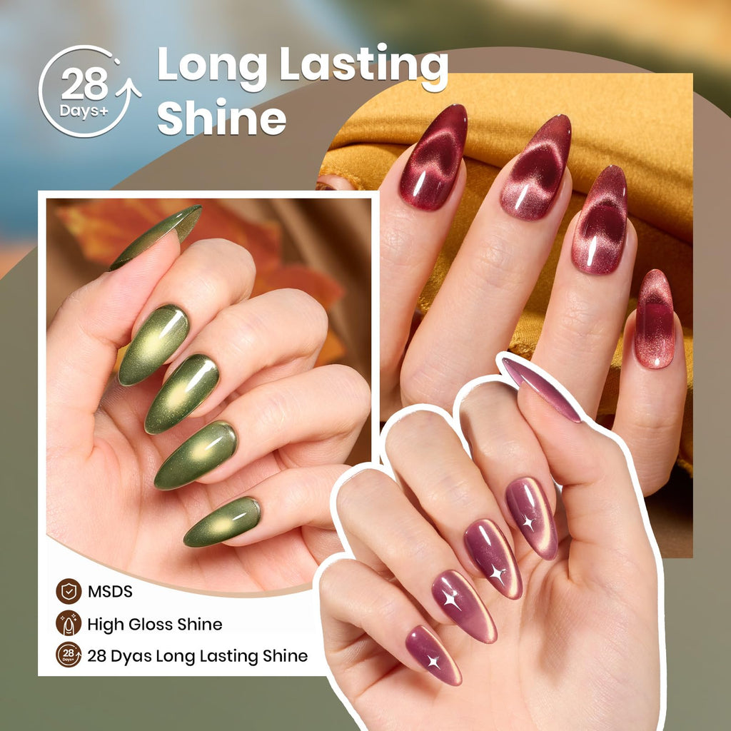 Beetles Gel Polish Golden Mirage Cat Eye Set – 6 Magnetic Colors for DIY or Salon Nails