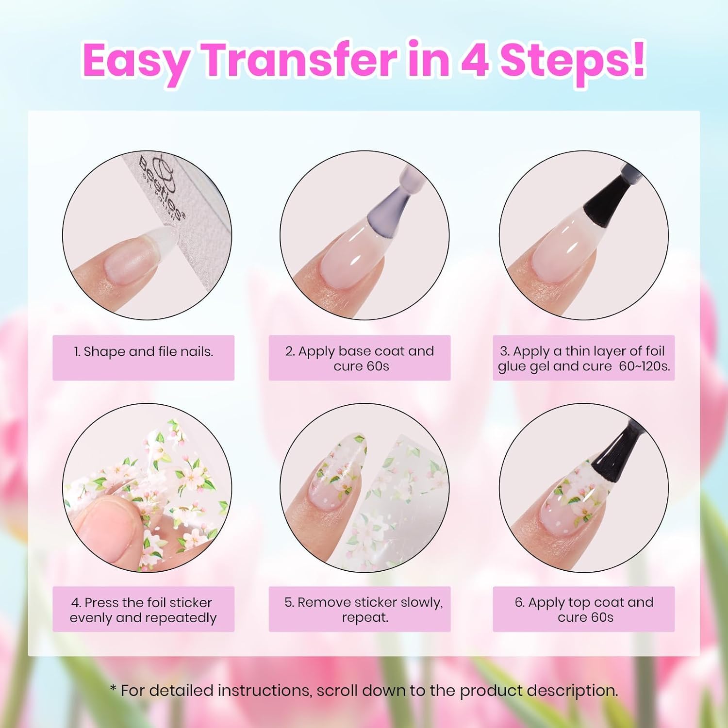 Beetles Gel Polish Kit – 36 Colors Pastel & Glitter UV Gel Manicure Set with Foil Glue and Top Coat