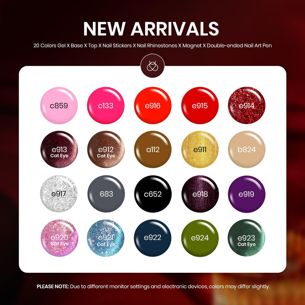 Beetles Gel Polish Kit Cat Eye Glitter 20 Colors Leopard Theme with Base & Top Coats