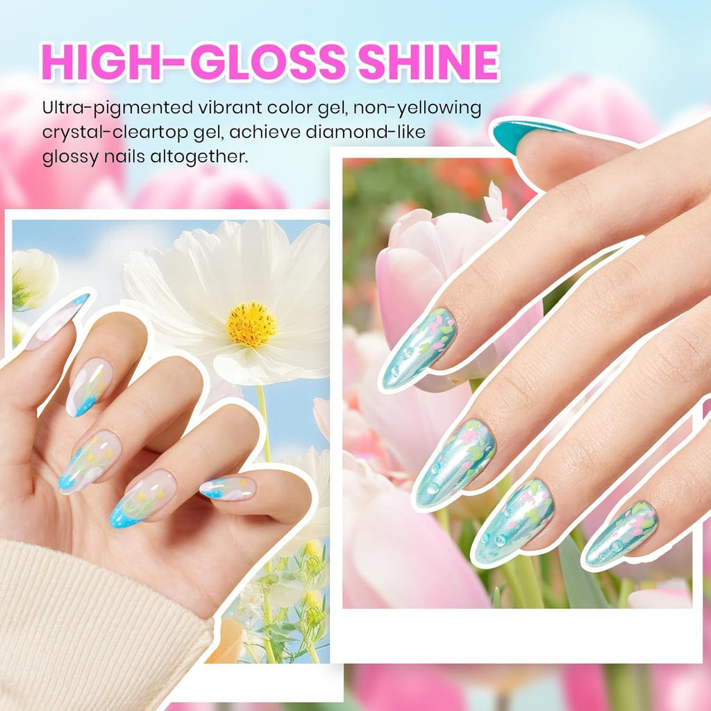 Beetles Gel Polish Kit – 36 Colors Pastel & Glitter UV Gel Manicure Set with Foil Glue and Top Coat