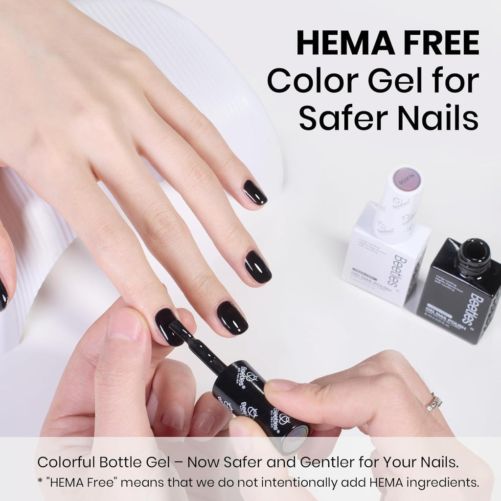 Beetles Black & White Gel Polish Kit — HEMA-Free, Soak-Off, 2 Colors, Same Bottle Design