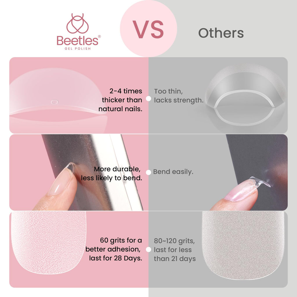 Beetles Gel Polish Short Oval Nail Tips – 576Pcs, 12 Sizes, Pre-Shaped Half-Matte Gelly Tips for DIY Gel Nails