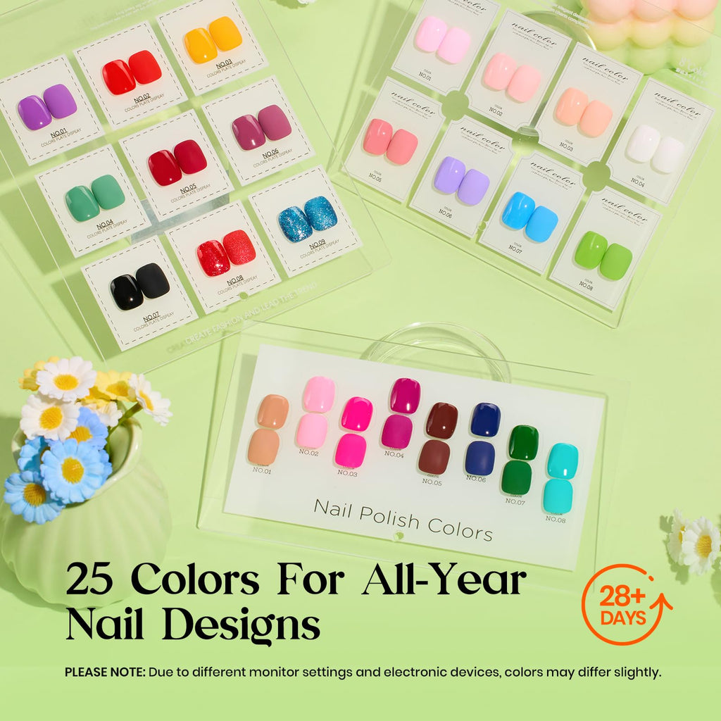 Beetles Gel Nail Polish Kit with UV Light — 25 Colors, 28 Tools, Base & Top Coats