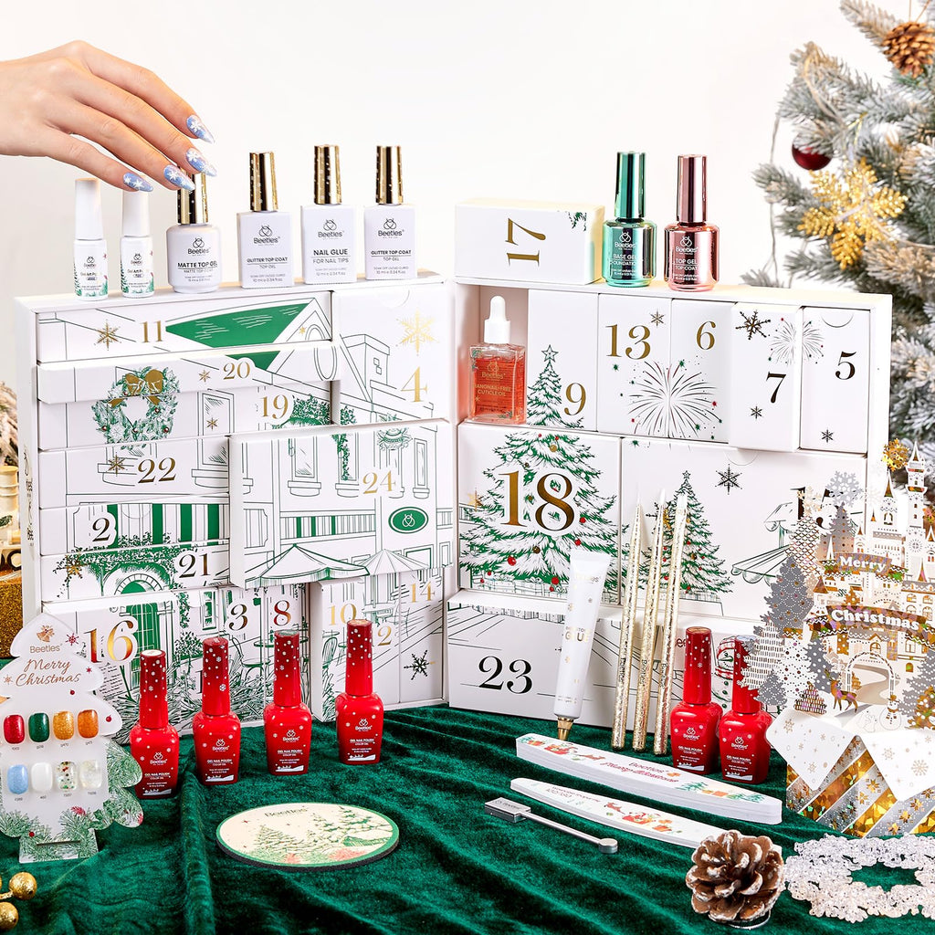 Beetles Gel Polish Merry Glitzmas Gift Box 2025 – Festive Nail Art Set with Mini LED Lamp