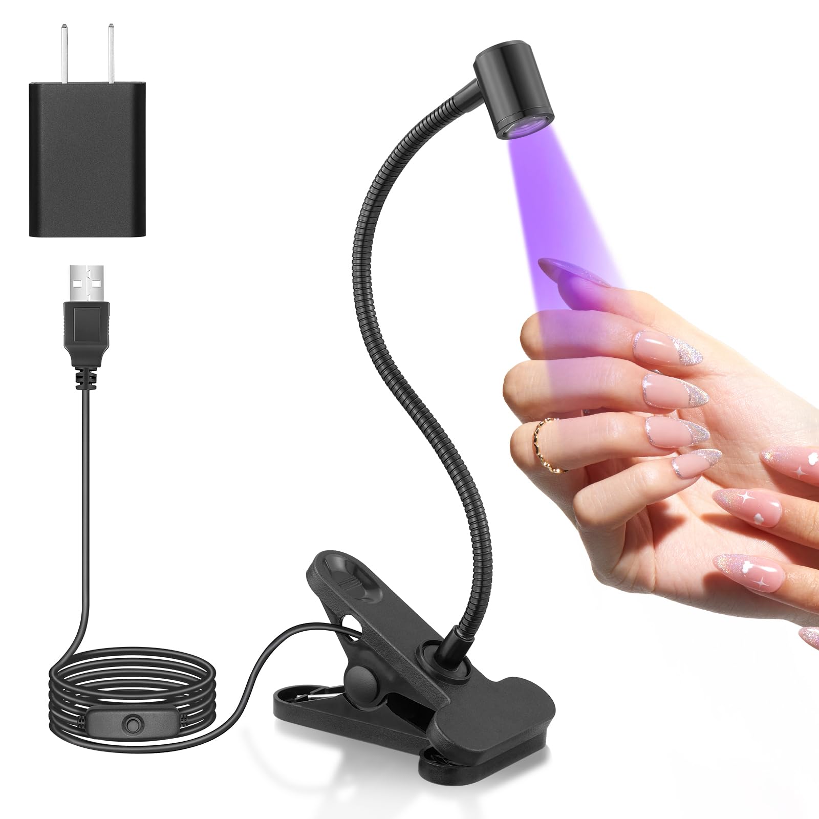 Beetles UV Nail Lamp – Mini LED Curing Light with Clamp for Gel Polish | Quick, Safe Dry for Home or Salon