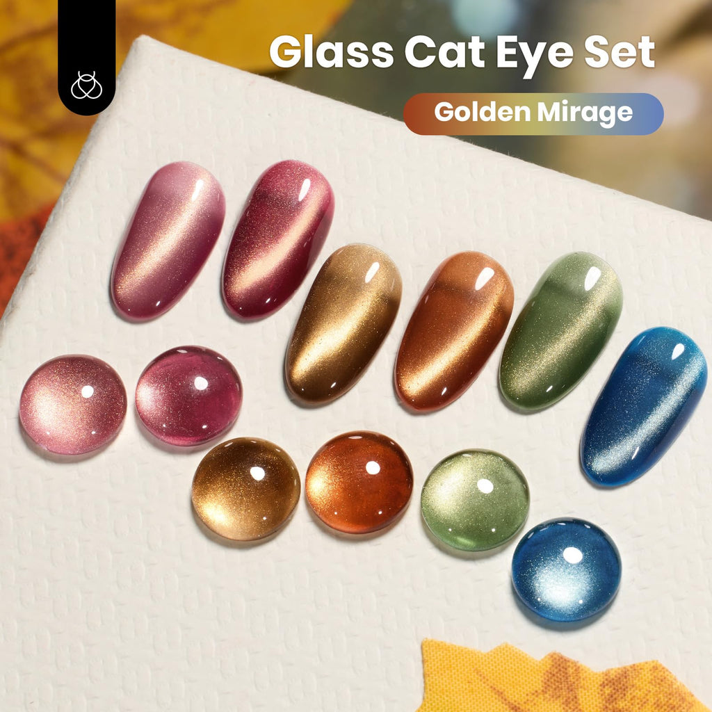 Beetles Gel Polish Golden Mirage Cat Eye Set – 6 Magnetic Colors for DIY or Salon Nails