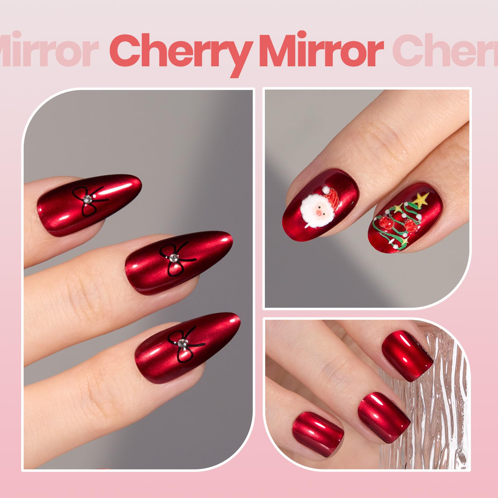 Beetles Red Chrome Nail Polish - Cherry Mirror Chrome, Quick-Drying Metallic Finish