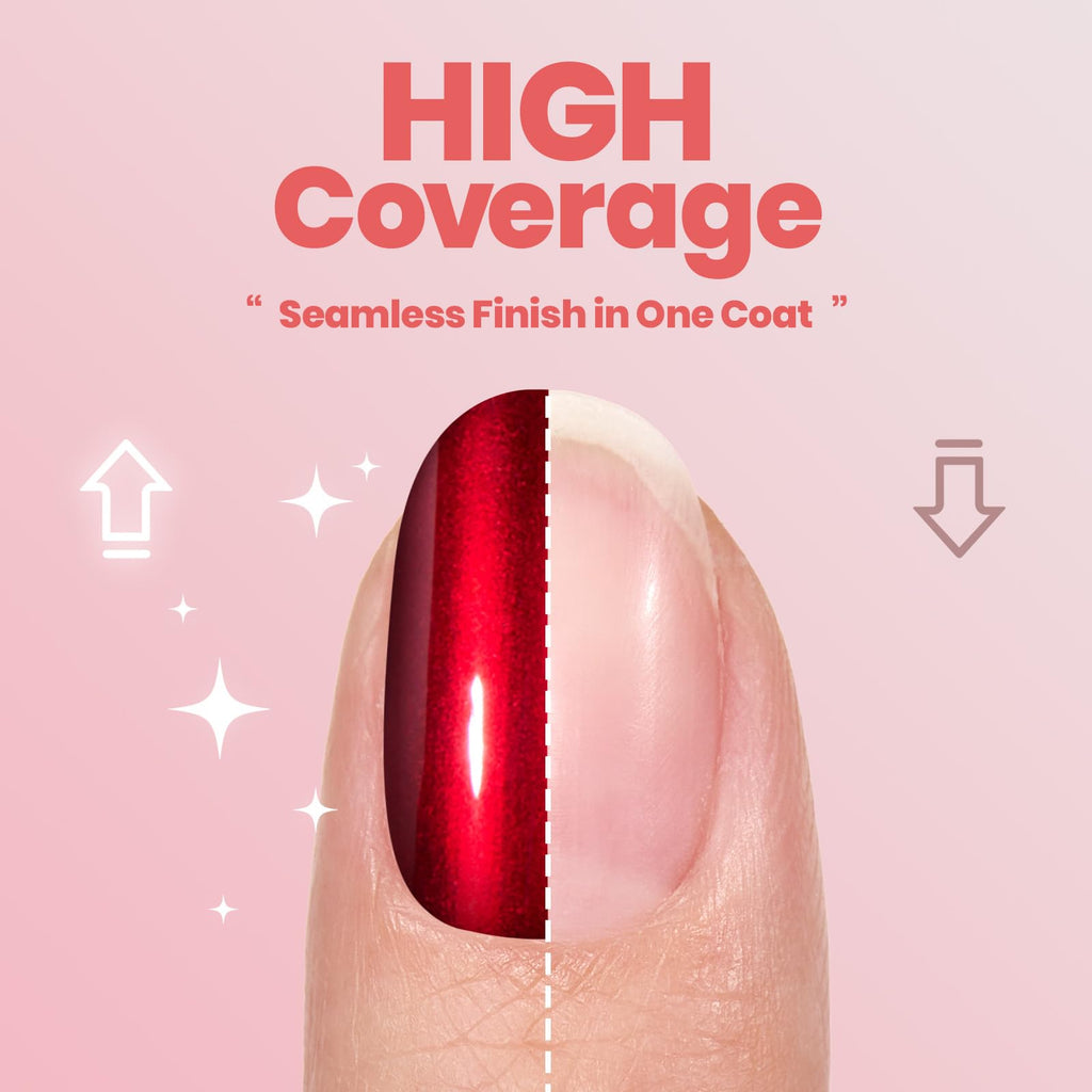 Beetles Red Chrome Nail Polish - Cherry Mirror Chrome, Quick-Drying Metallic Finish