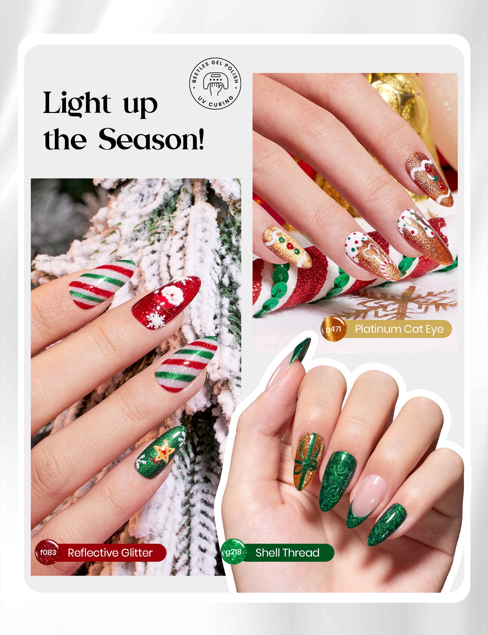 Beetles Gel Polish Merry Glitzmas Gift Box 2025 – Festive Nail Art Set with Mini LED Lamp