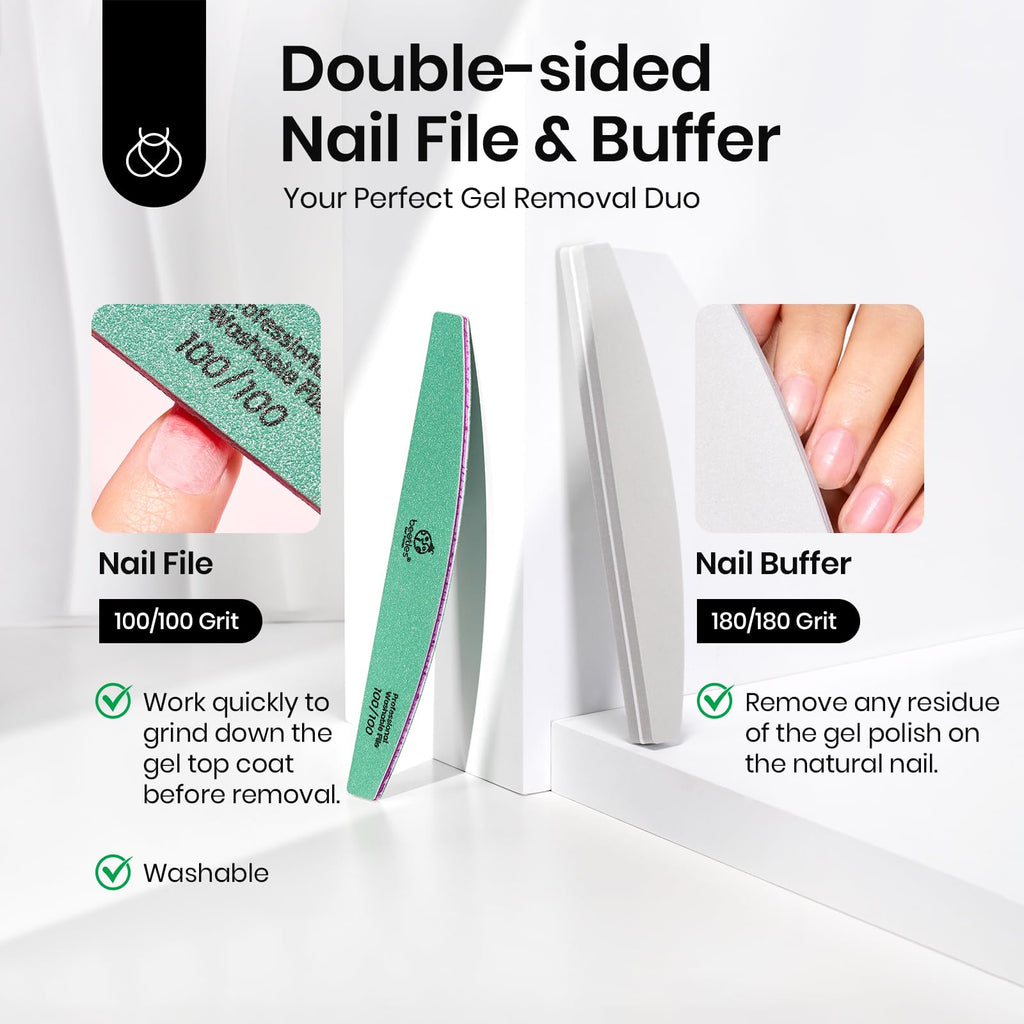 Beetles Gel Polish Remover Kit – 450 Lint-Free Wipes, 10 Remover Clips, Cuticle Oil, Pusher & Nail File