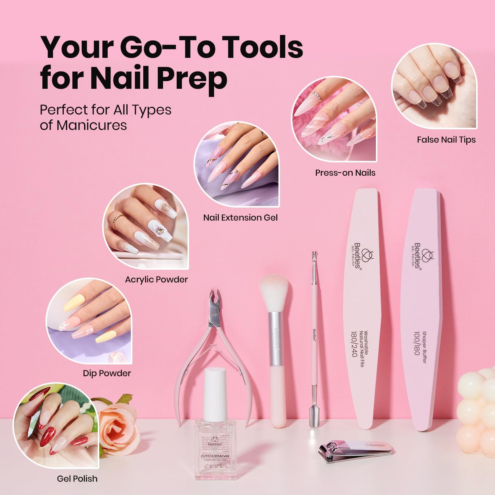 Beetles Gel Polish Remover Kit – 14pc At-Home Manicure & Nail Care Tools