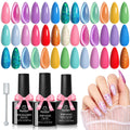 Beetles Gel Nail Polish Set - 24 Pcs, 20 Colors Rainbow Pastel Neon + Base & Top Coat