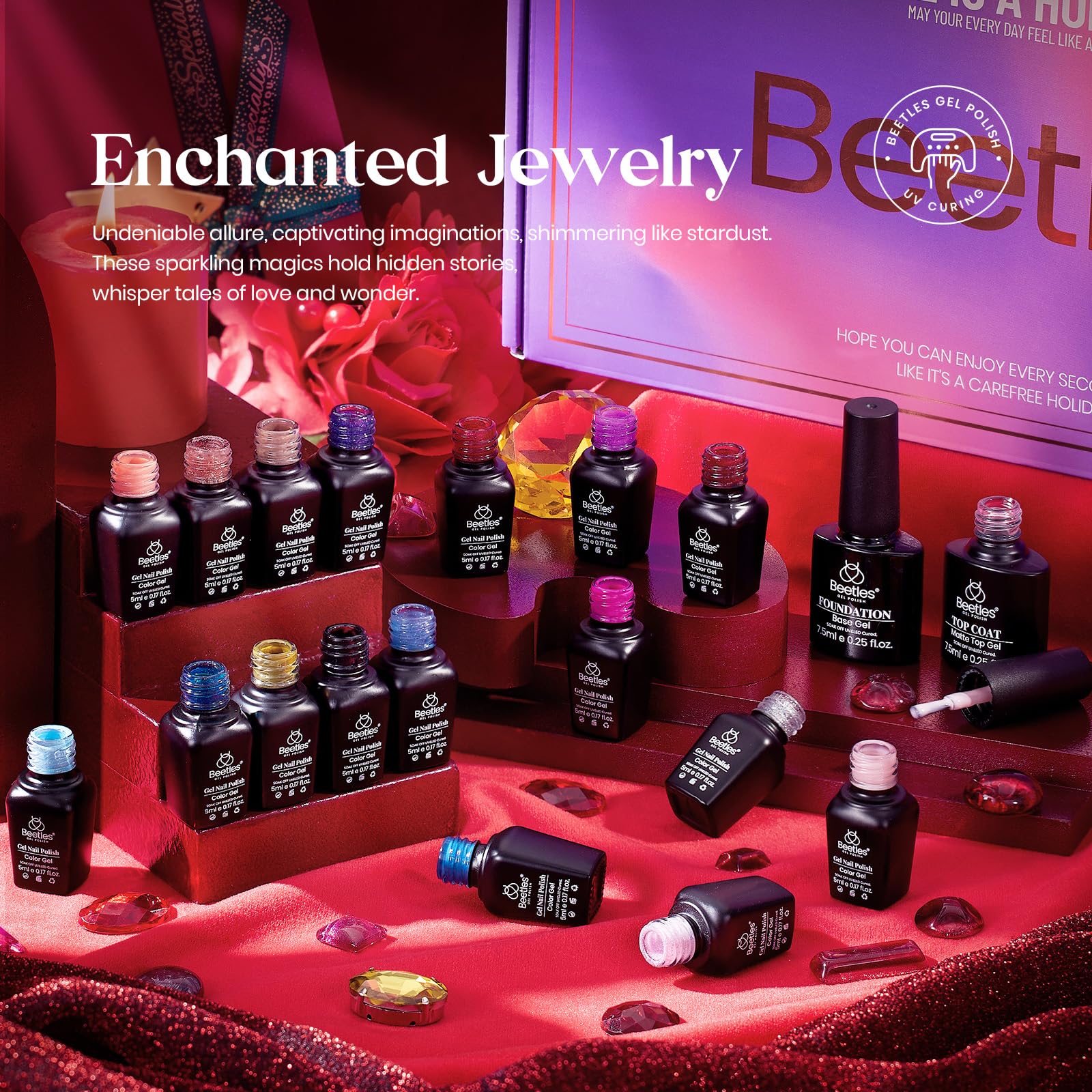 Beetles Gel Polish Set 39Pcs – 36 Colors + 3 No-Wipe Base/Top Coats for DIY Manicure