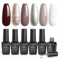 Beetles Gel Polish Set – 6 Winter Shades (Brown, Burgundy, Champagne Gold) | Soak Off UV/LED