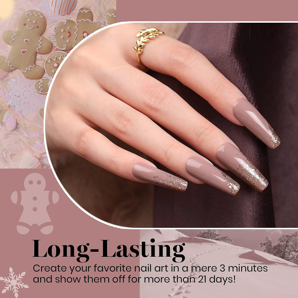 Beetles Gel Polish Set – 6 Winter Shades (Brown, Burgundy, Champagne Gold) | Soak Off UV/LED