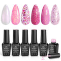 Beetles Gel Polish Set – 6 Pink Shades with Glitter & Shine | DIY Home Salon