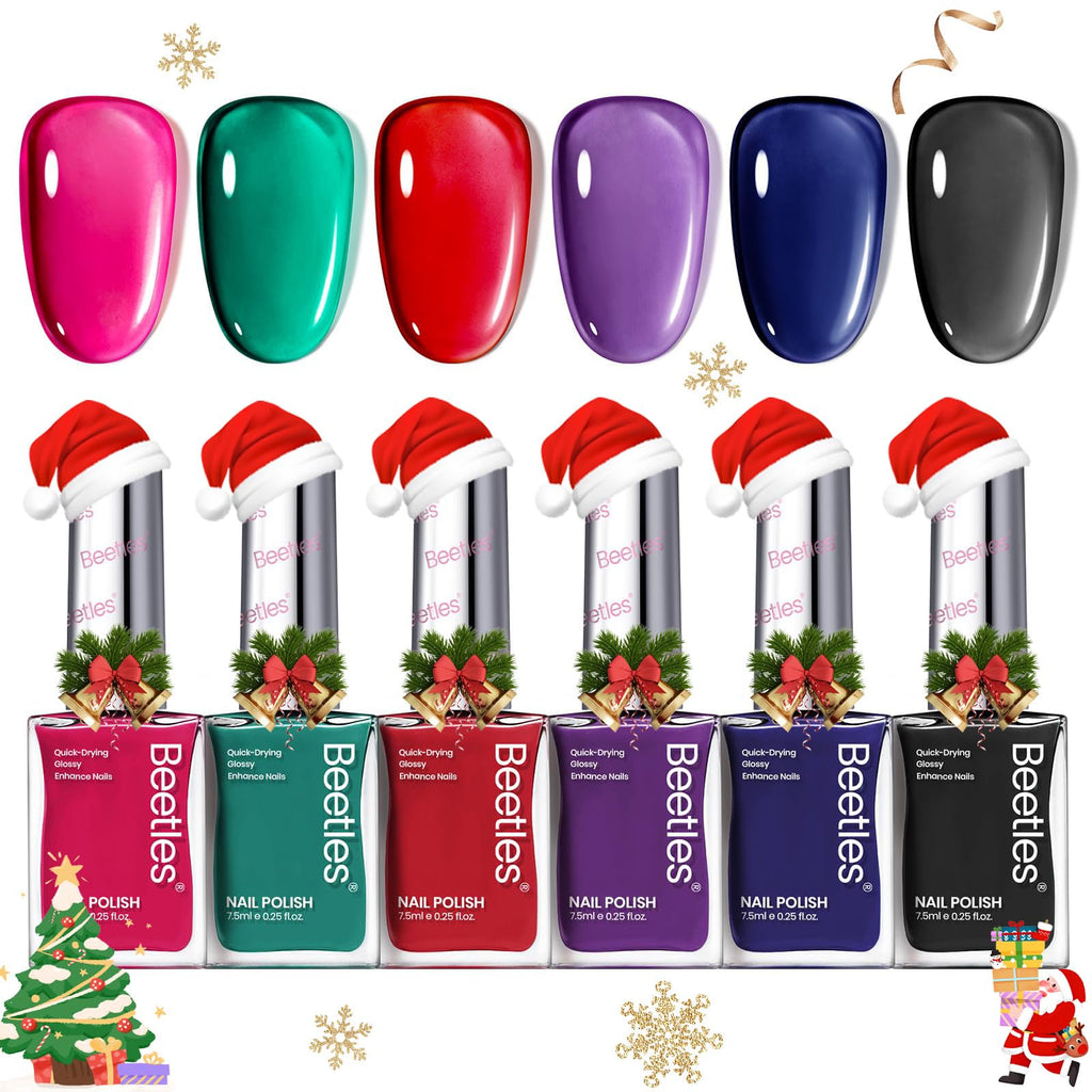 Beetles Gel Nail Polish Set – 6 Quick-Dry Jelly Colors for Winter and Fall