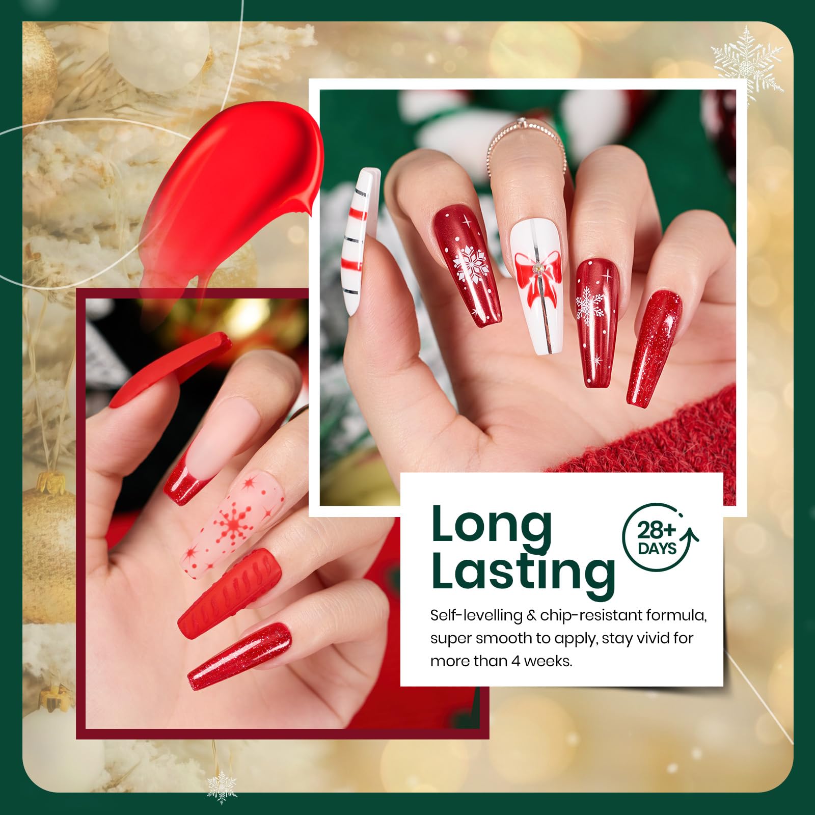 Beetles Gel Polish Set - Stain Carol Collection Holiday Nail Kit + Strengthener