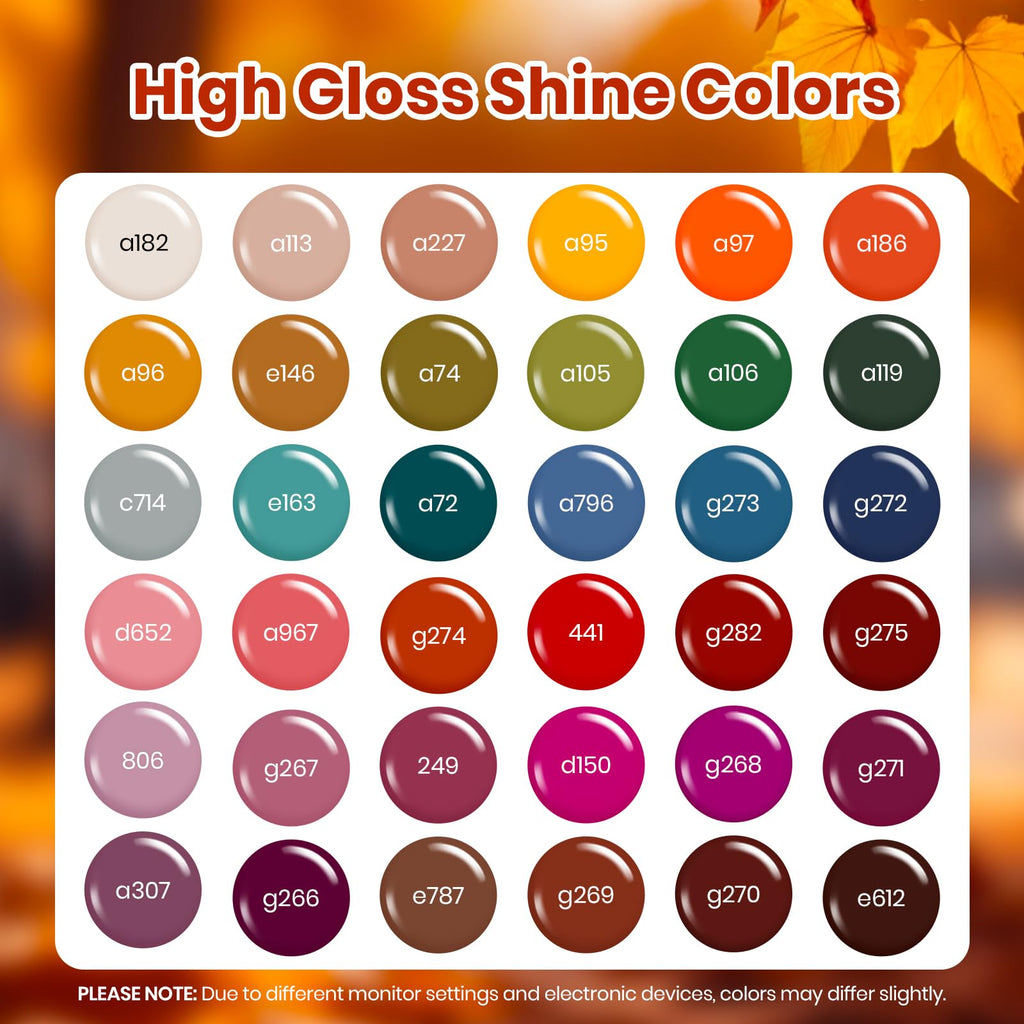 Beetles Gel Polish Set – Waltz of Leaves Collection (36 Colors) + Base & Top Coats
