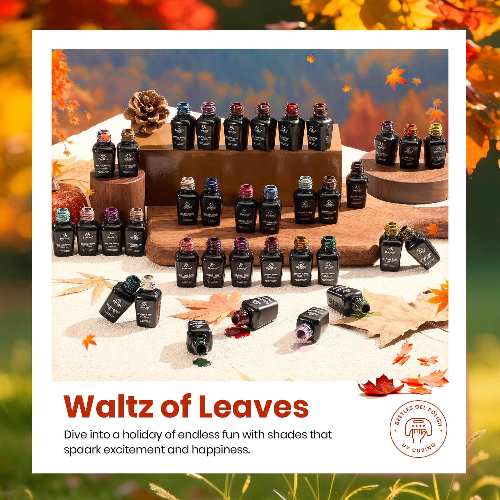 Beetles Gel Polish Set – Waltz of Leaves Collection (36 Colors) + Base & Top Coats