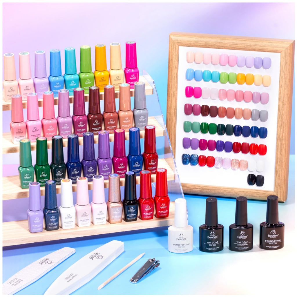 Beetles Gel Polish Shifting Lights – 36-Color UV/LED Set with Base & Top Coats