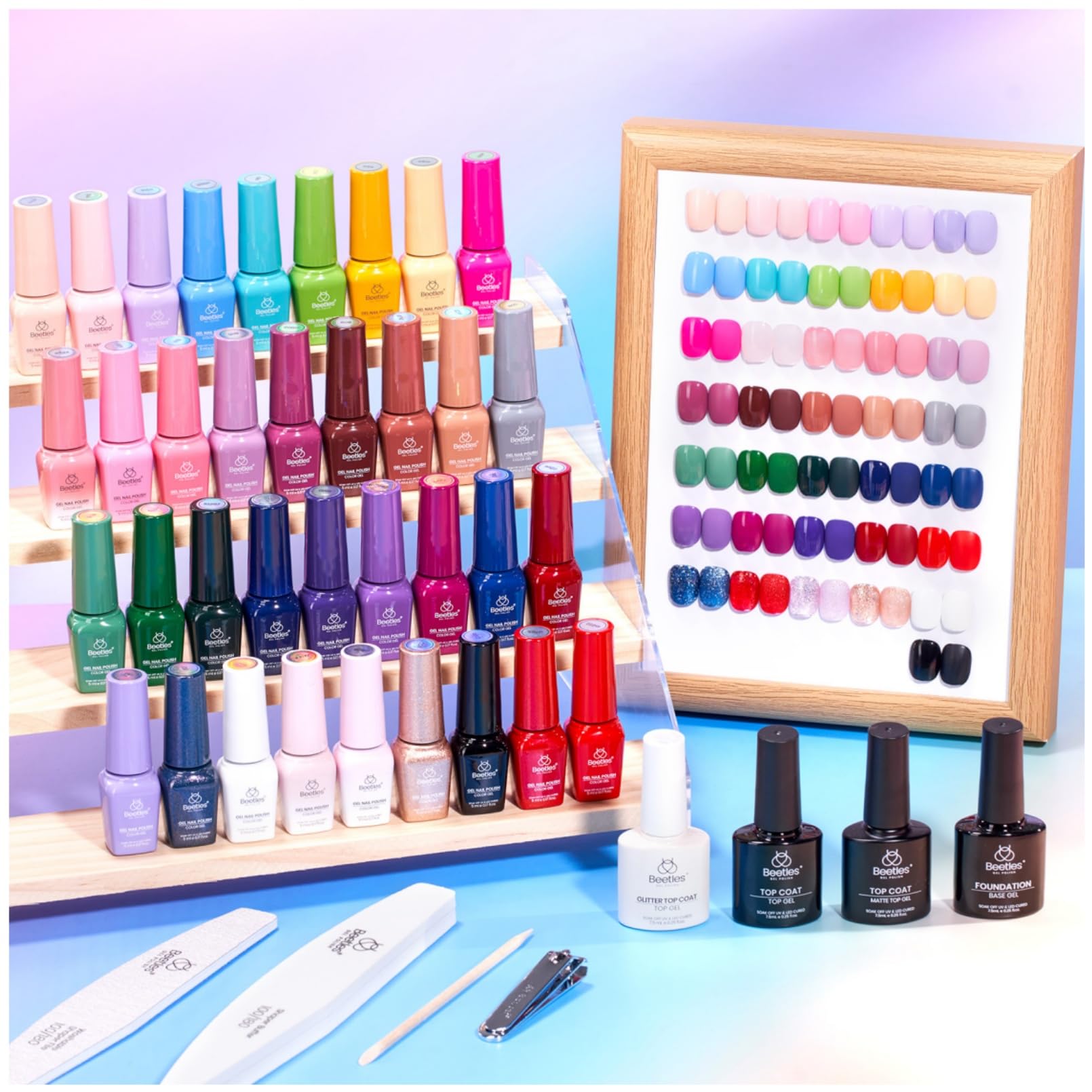 Beetles Gel Polish Shifting Lights – 36-Color UV/LED Set with Base & Top Coats