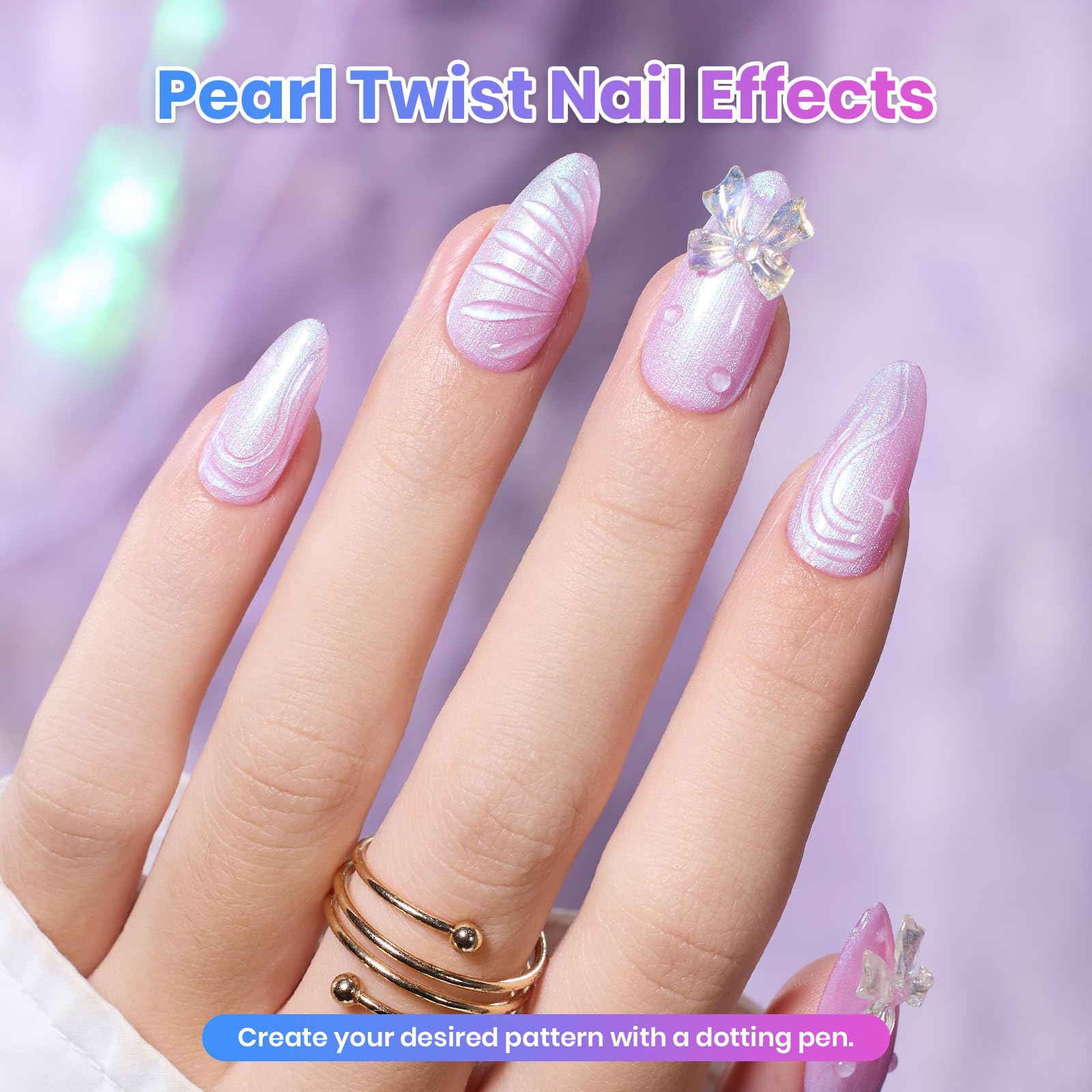 Beetles Gel Polish Stay Shining Pearly Swirl Set — 6 Mermaid Colors & Shell Thread Design